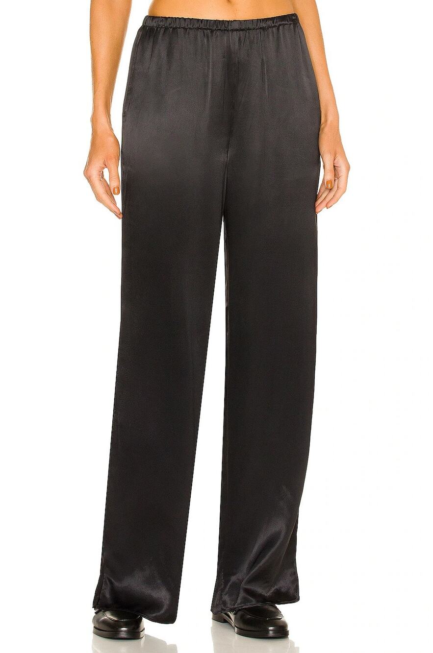 Weekend Stories Jax Pants Satin Wide Leg Pull On Party Office Minimalist S